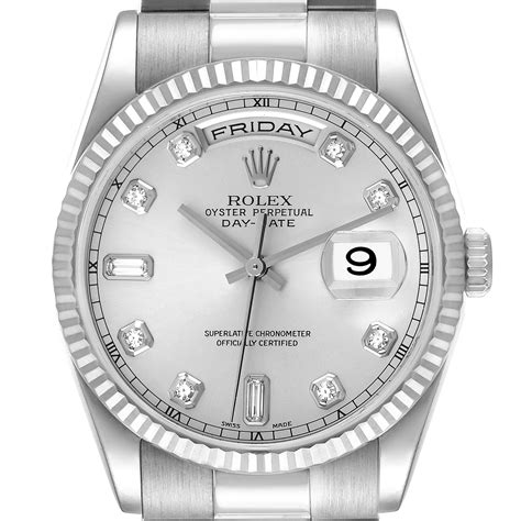 rolex day date 40 white gold diamonds|rolex presidential 40mm white gold.